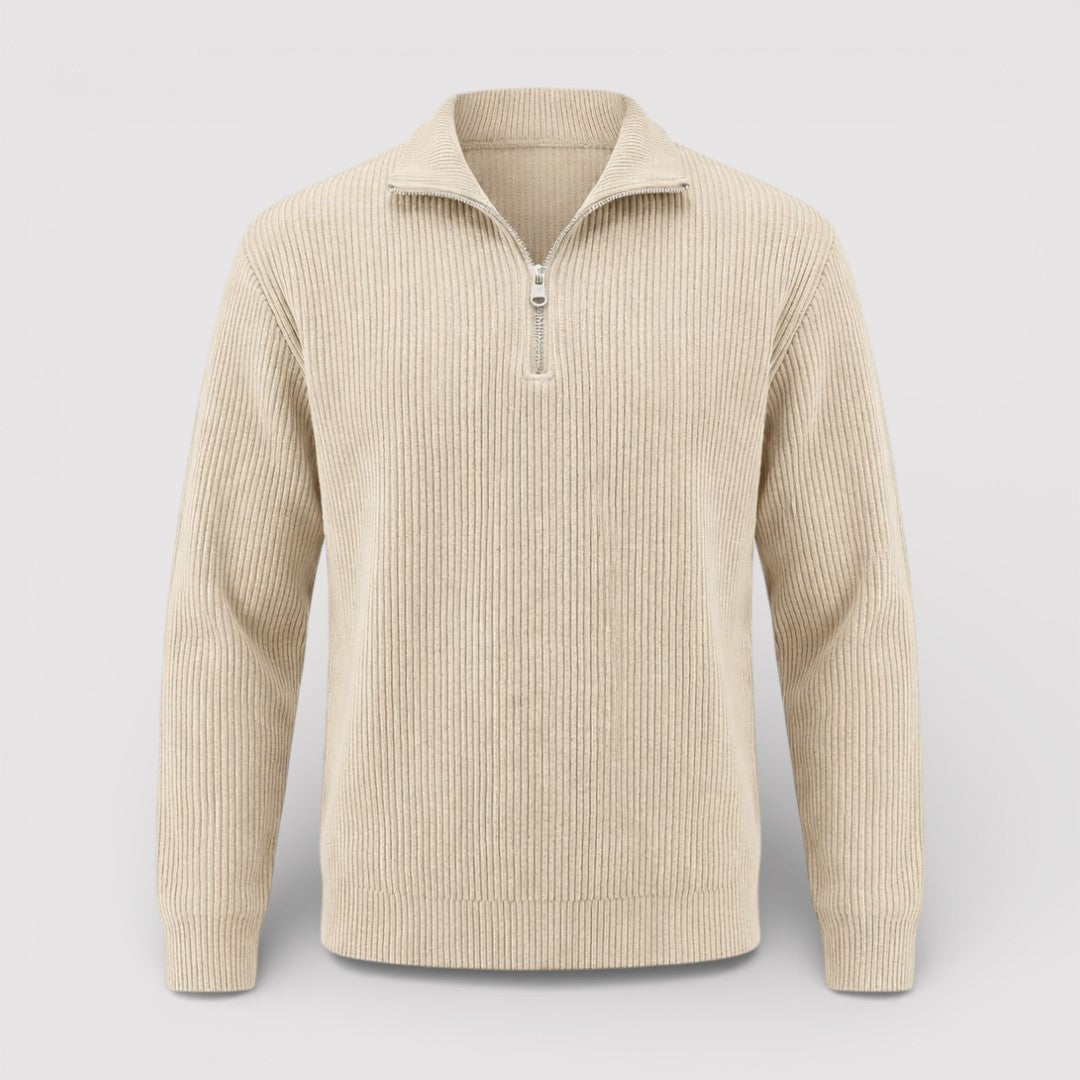 RONEL テクスチャード・リブ・ハーフジップ・ニット