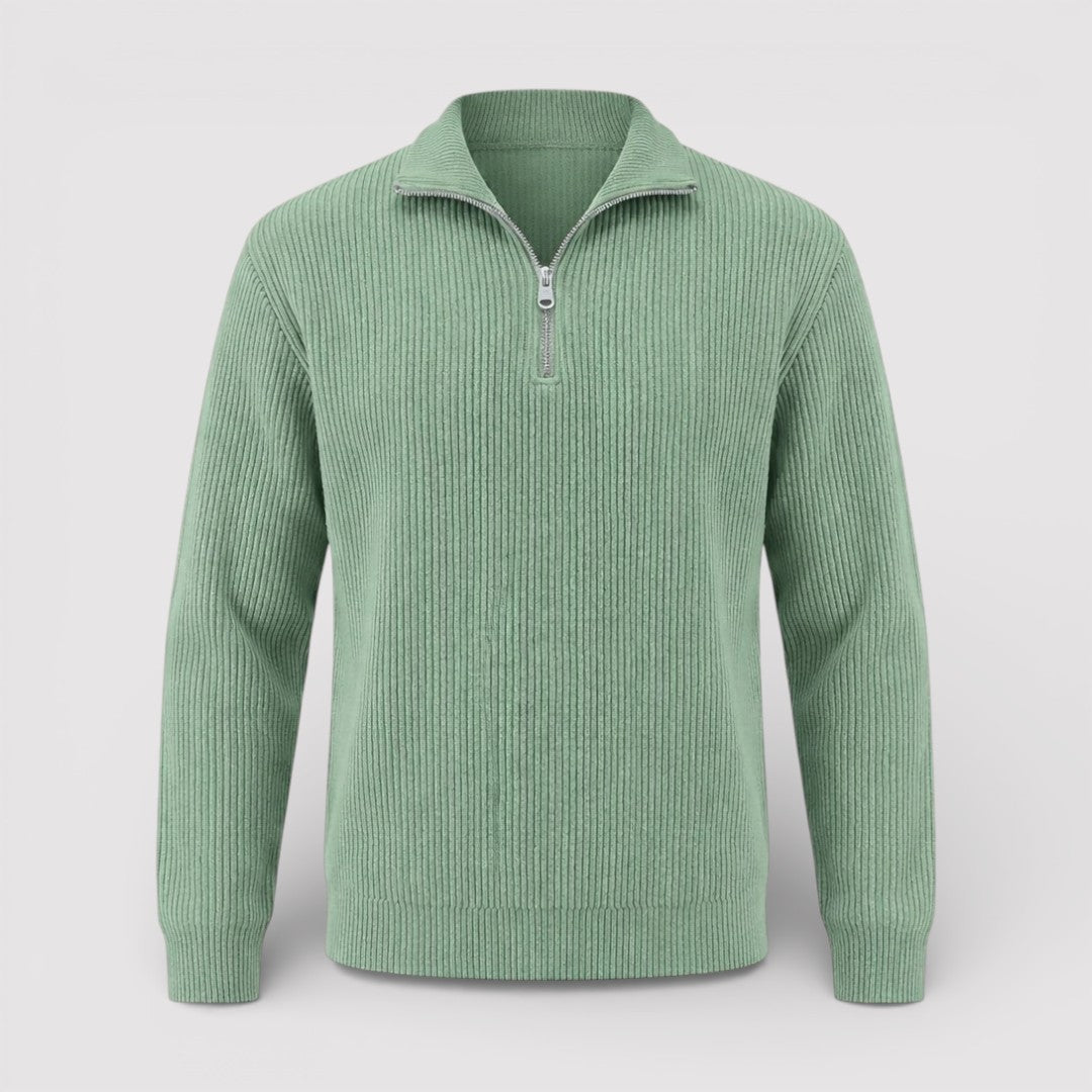 RONEL テクスチャード・リブ・ハーフジップ・ニット