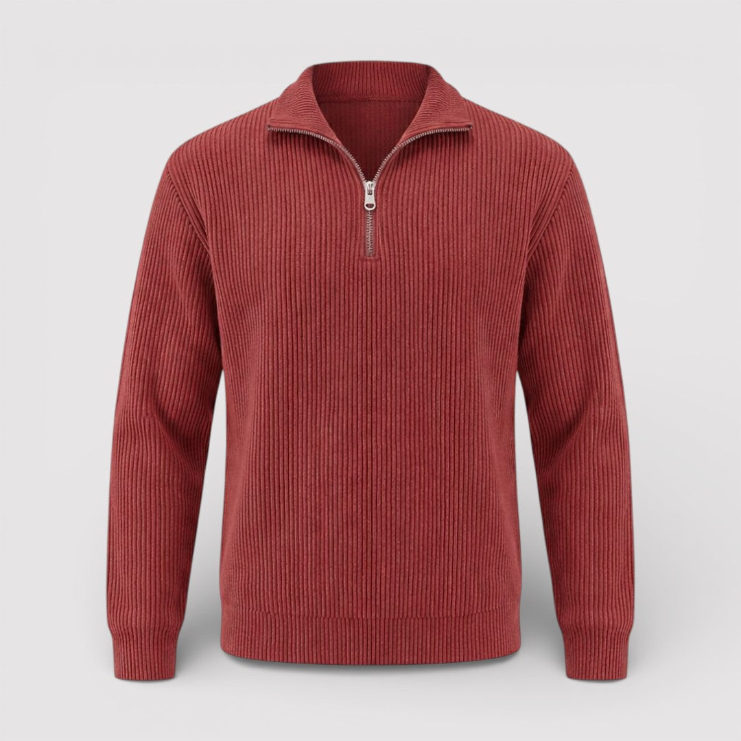 RONEL テクスチャード・リブ・ハーフジップ・ニット