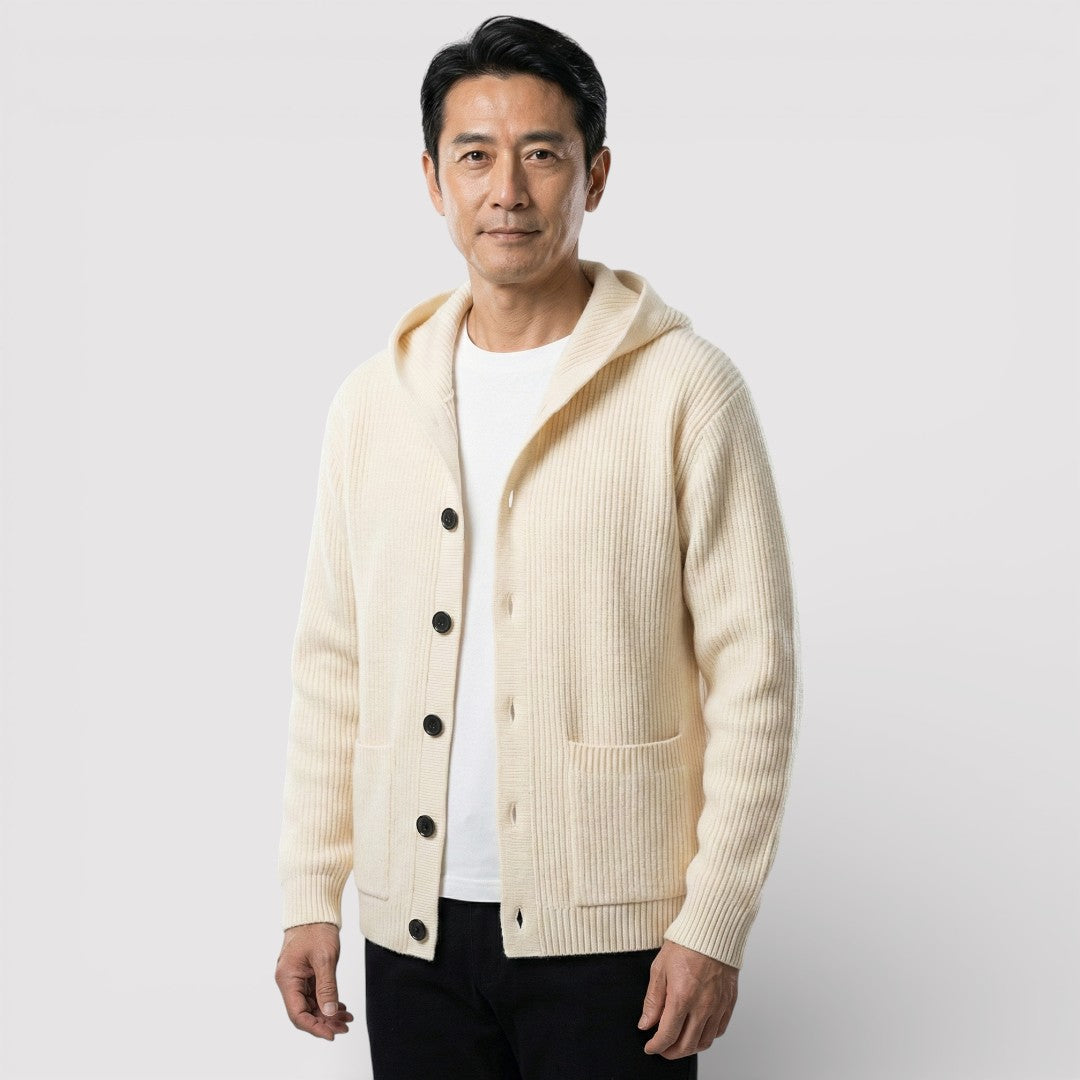 ARNO リブ編みフードカーディガン