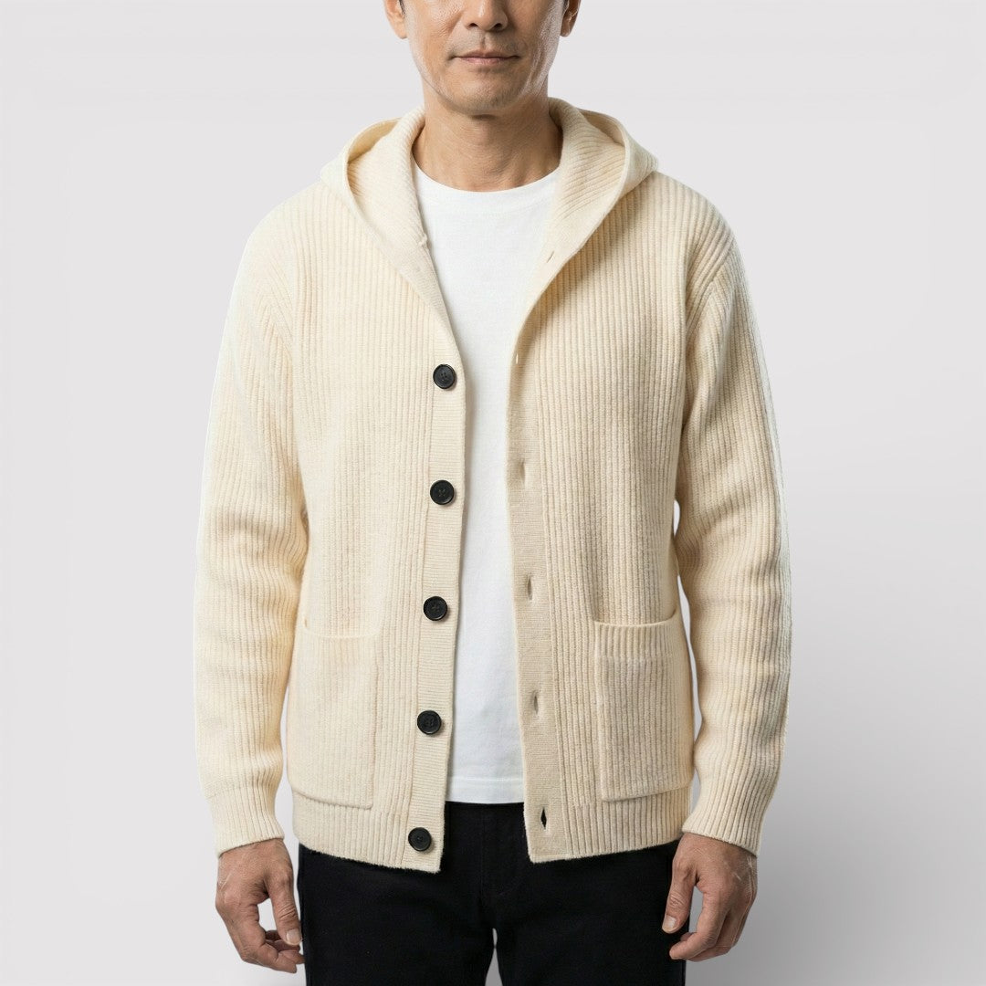 ARNO リブ編みフードカーディガン