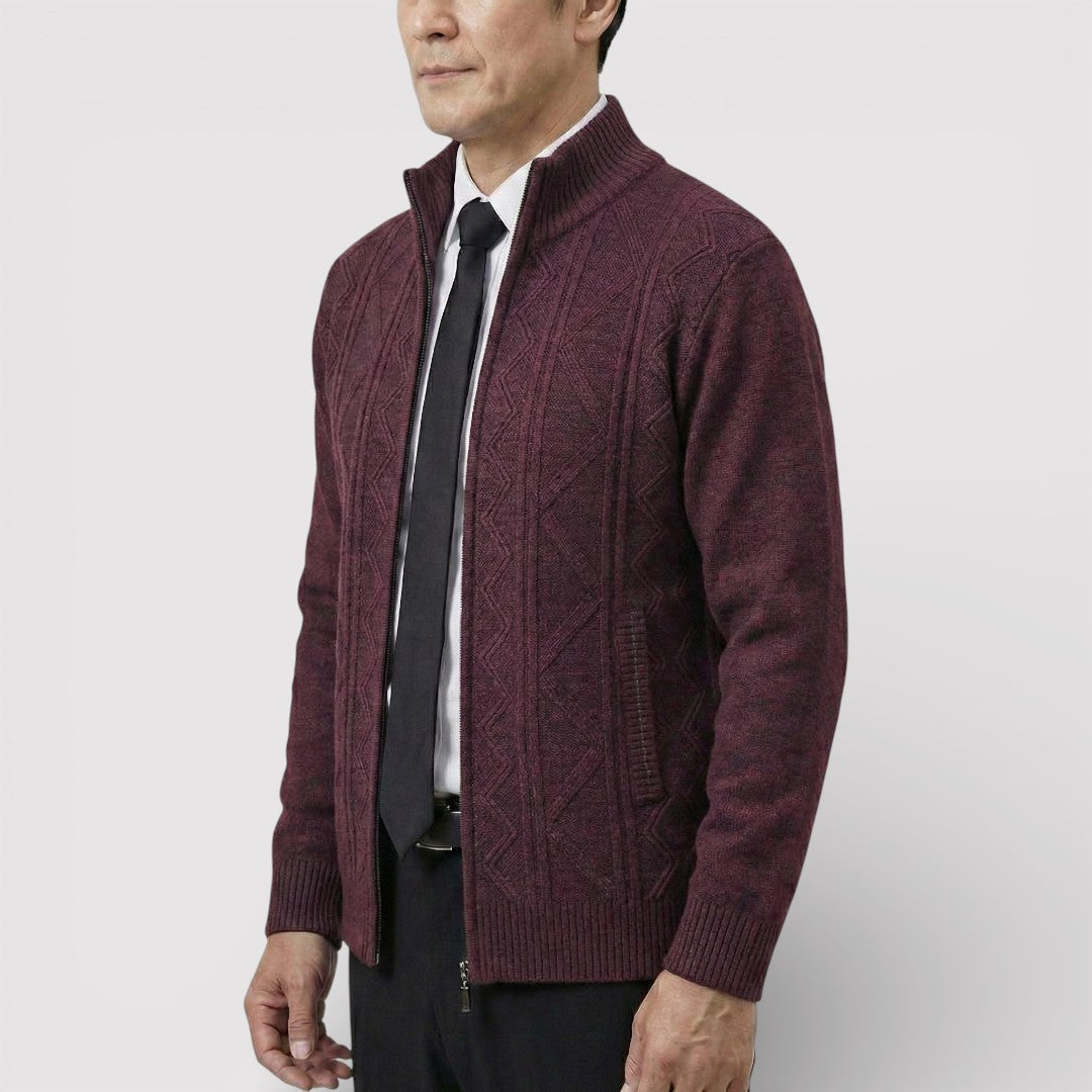 MILO テクスチャード・ニット・ジップ・カーディガン