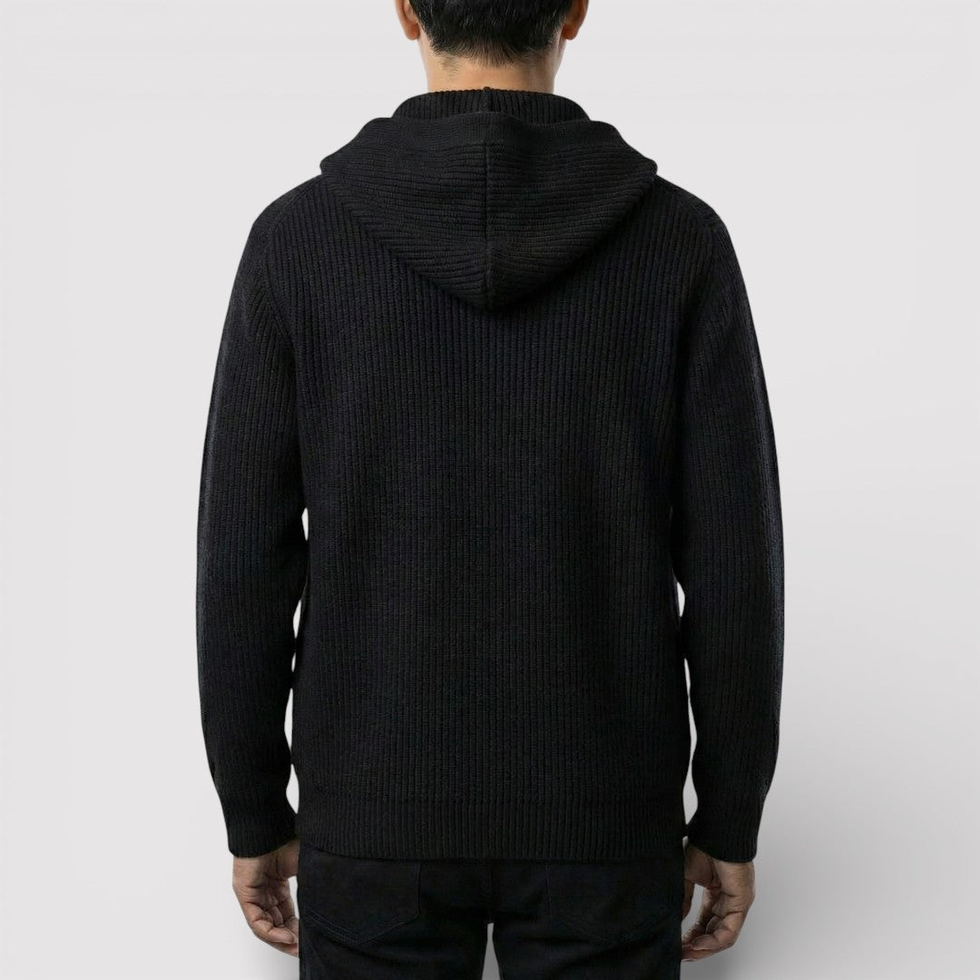 ARNO リブ編みフードカーディガン