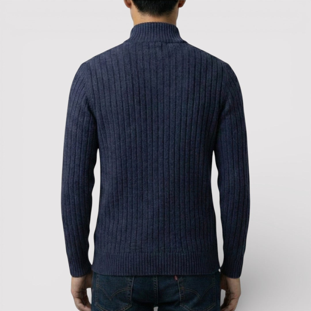 EDGAR テクスチャード・リブ・ジップ・カーディガン