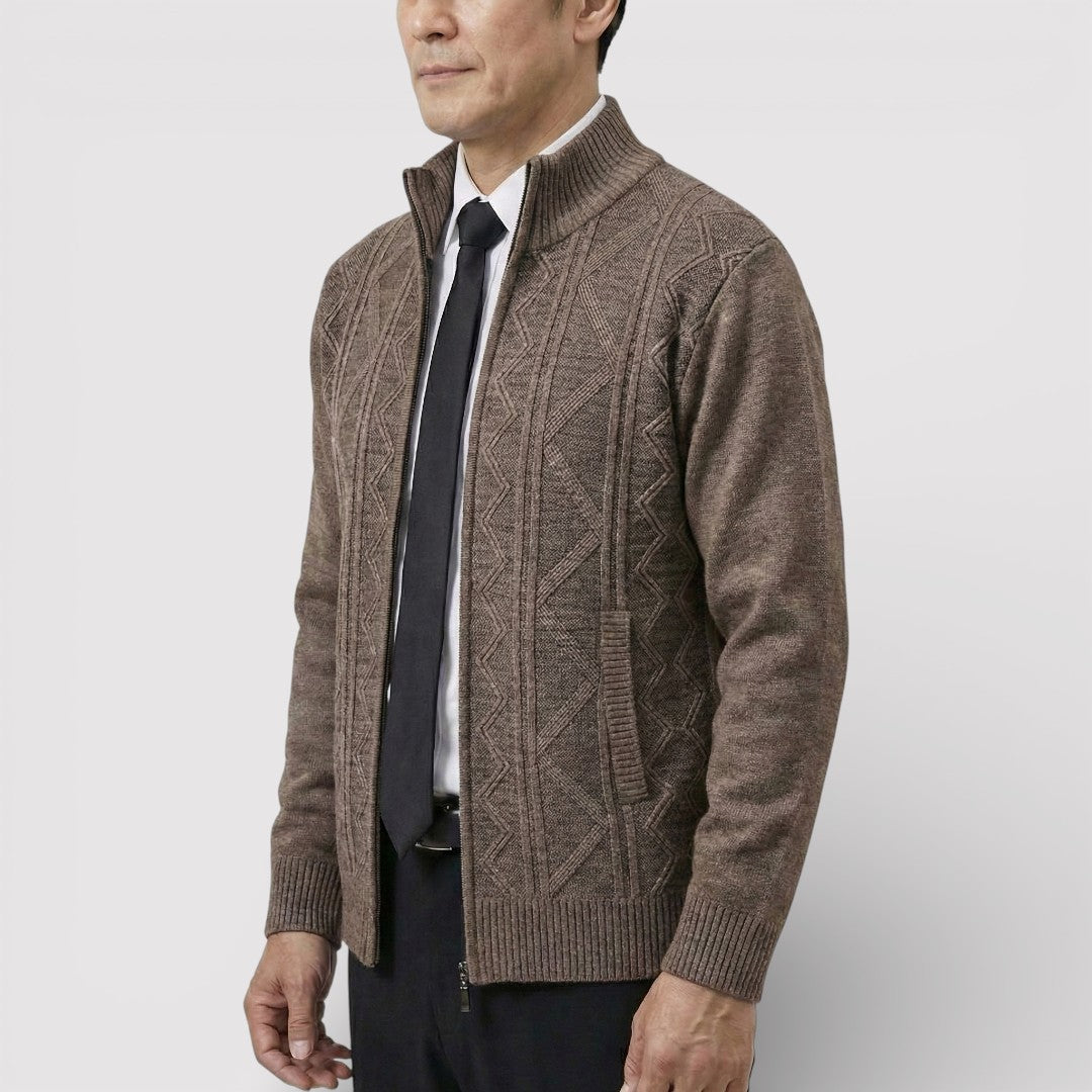 MILO テクスチャード・ニット・ジップ・カーディガン