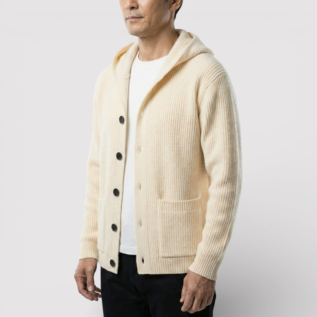 ARNO リブ編みフードカーディガン