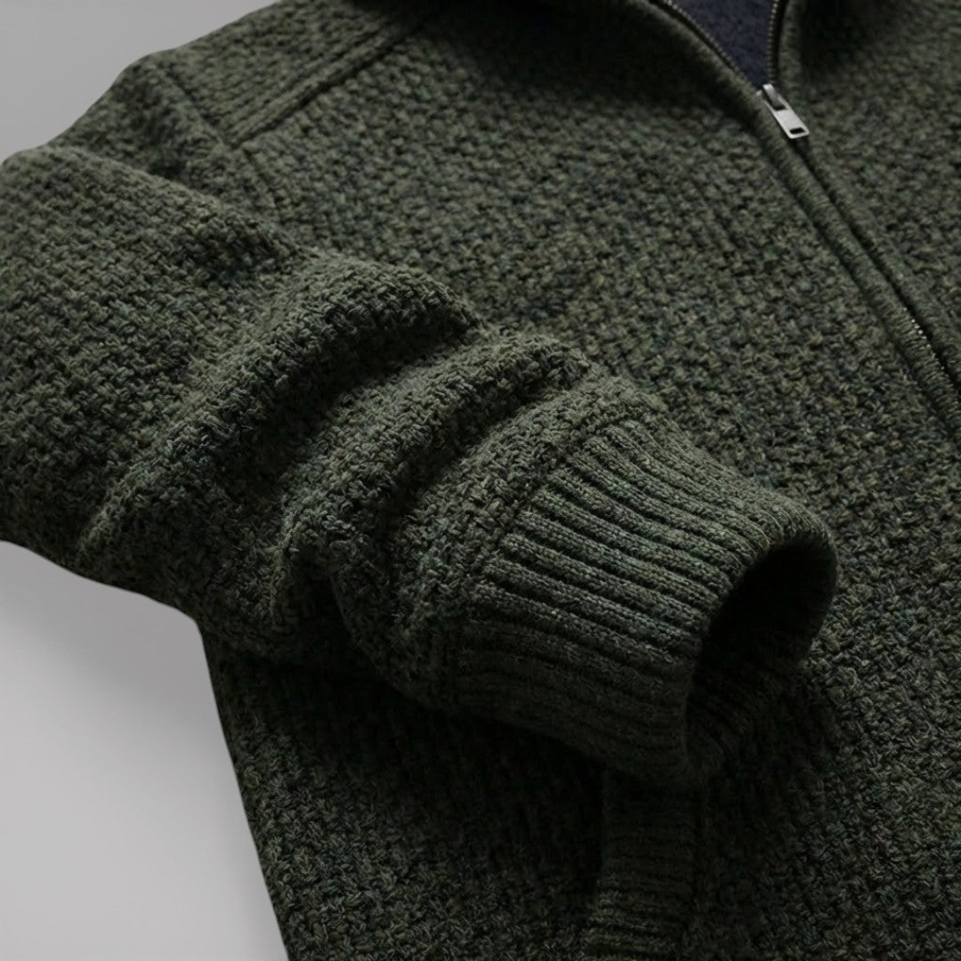 NOLANO テクスチャードニット・ジップパーカー