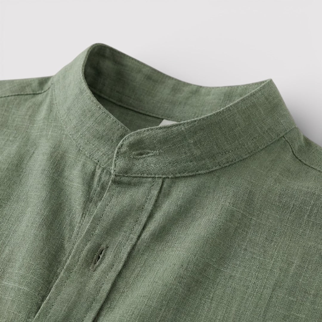 WILSON 通気性リネン混半袖シャツ