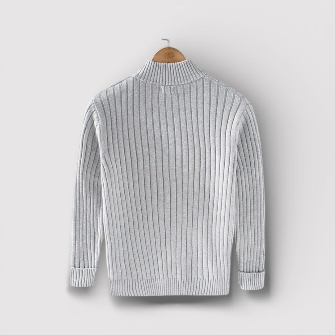 EDGAR テクスチャード・リブ・ジップ・カーディガン