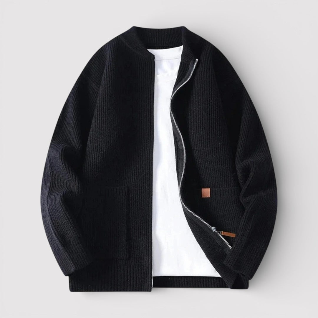 OSCAR ライトウェイト・リブ・ジップ・カーディガン