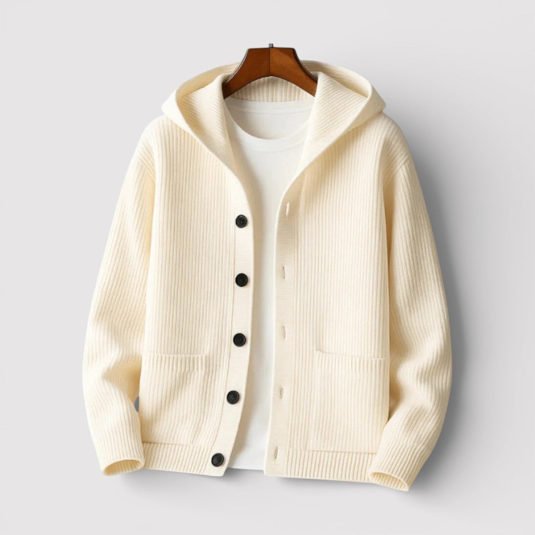 ARNO リブ編みフードカーディガン