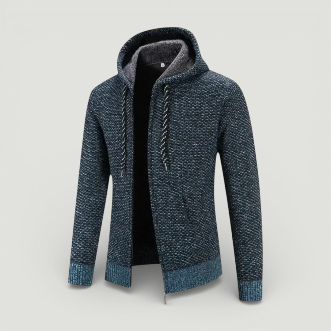 NOLANO テクスチャードニット・ジップパーカー