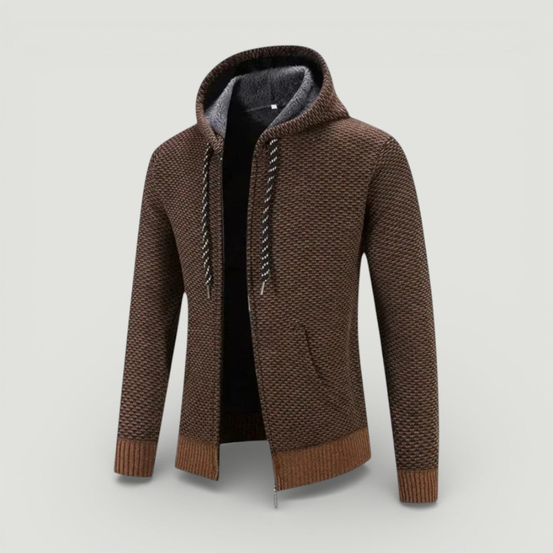 NOLANO テクスチャードニット・ジップパーカー