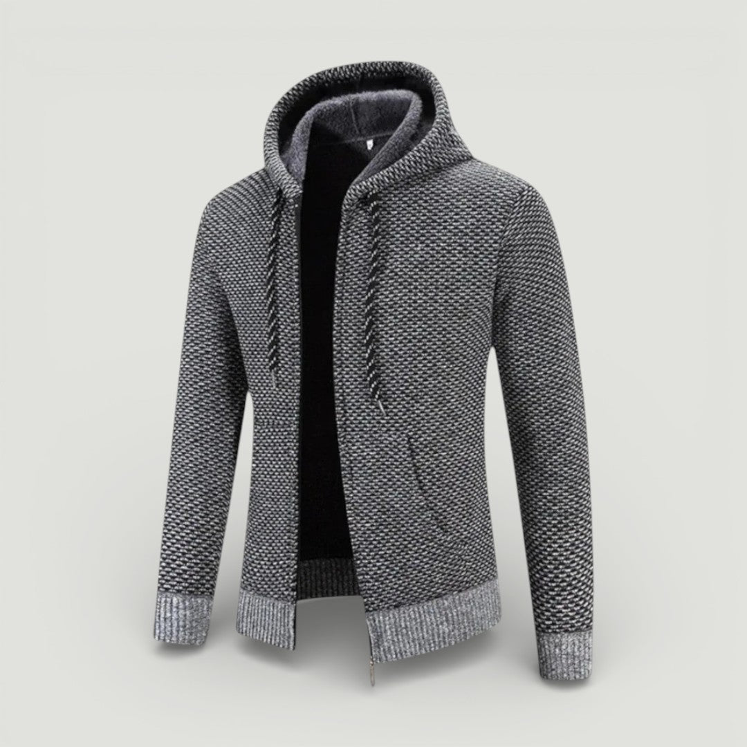 NOLANO テクスチャードニット・ジップパーカー