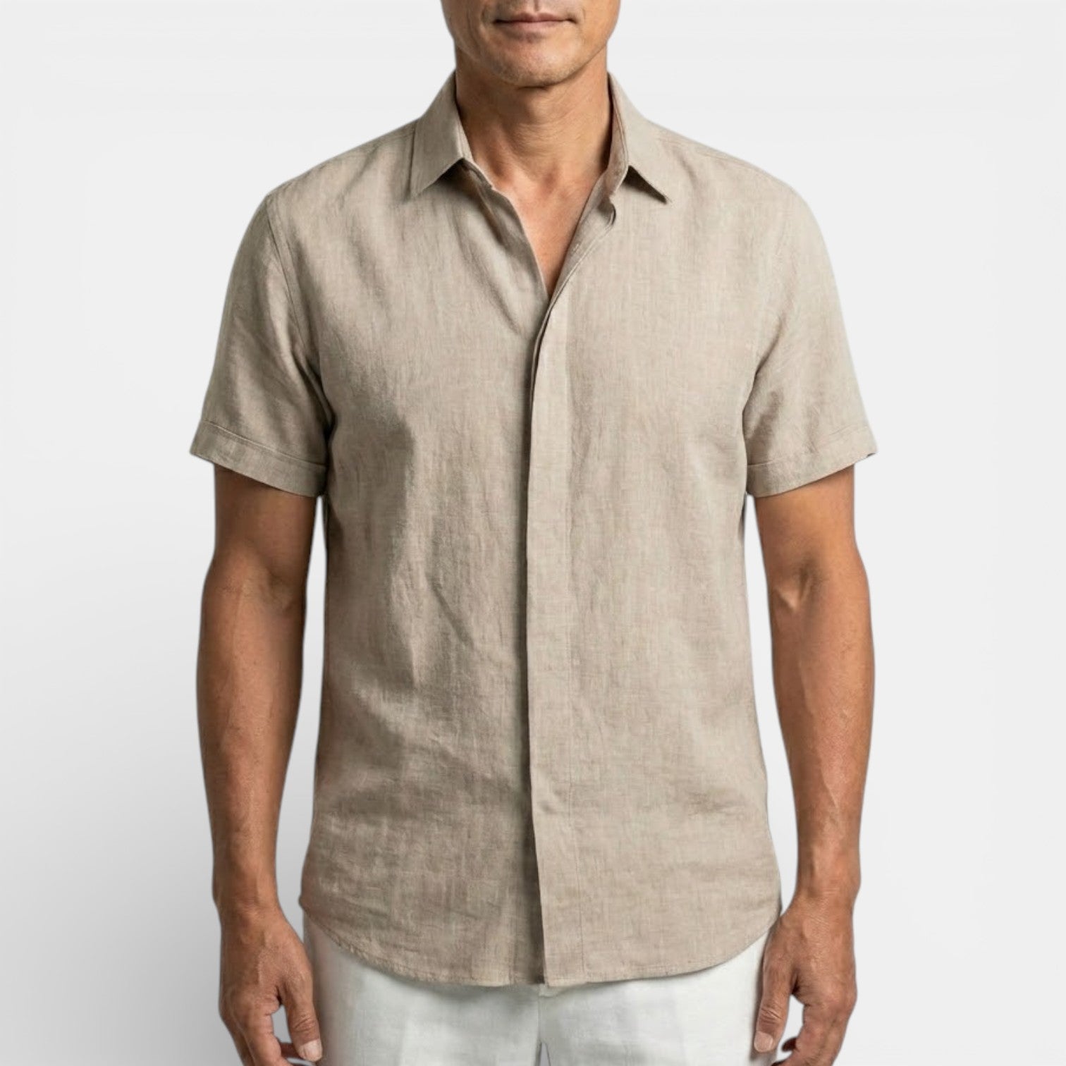 ELVIN リネン混レギュラーシャツ