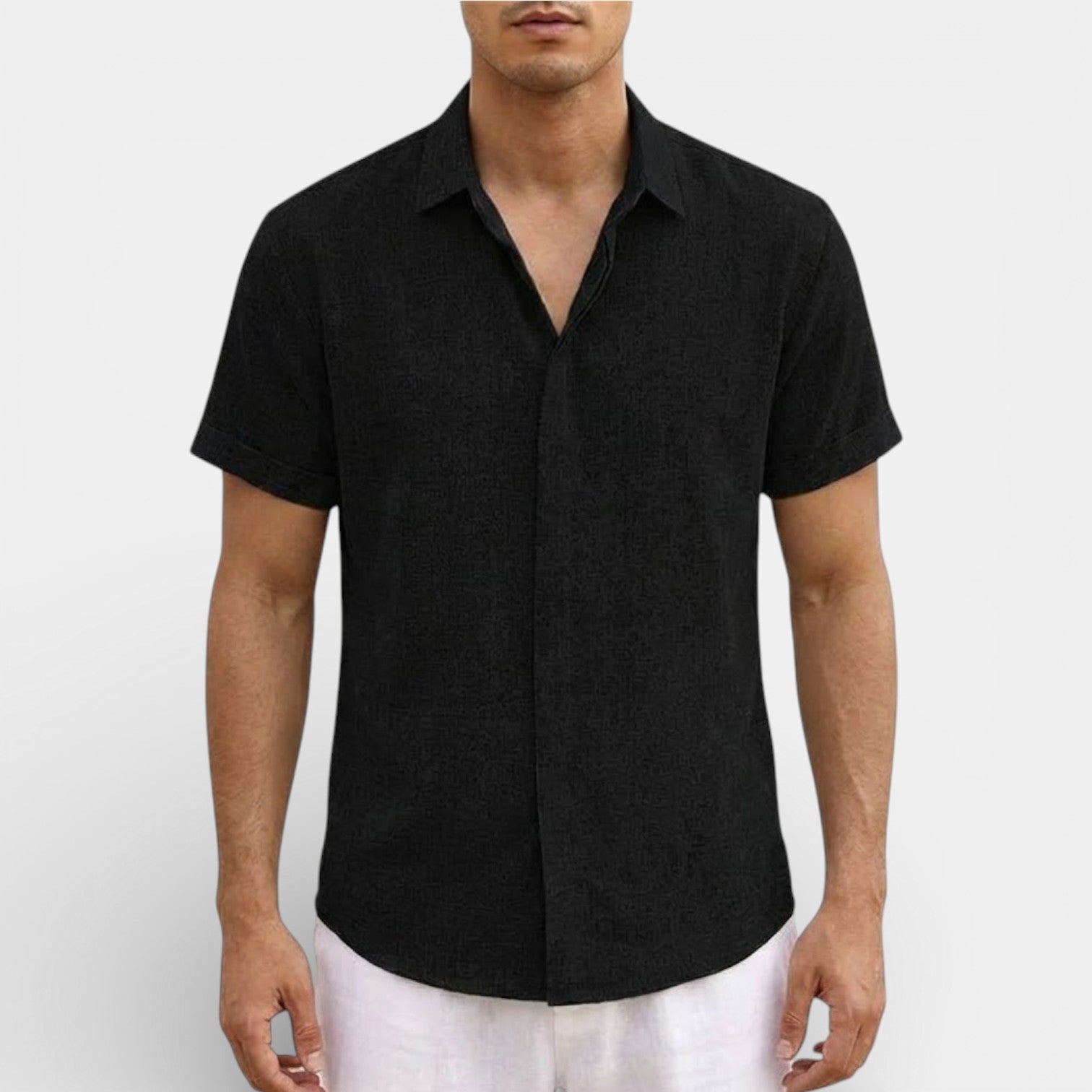 ELVIN リネン混レギュラーシャツ