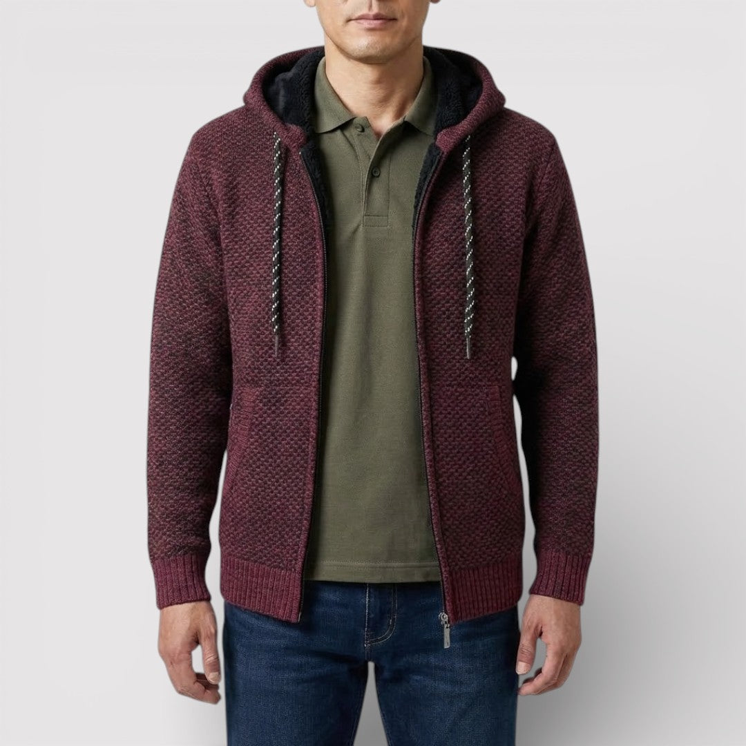 NOLANO テクスチャードニット・ジップパーカー