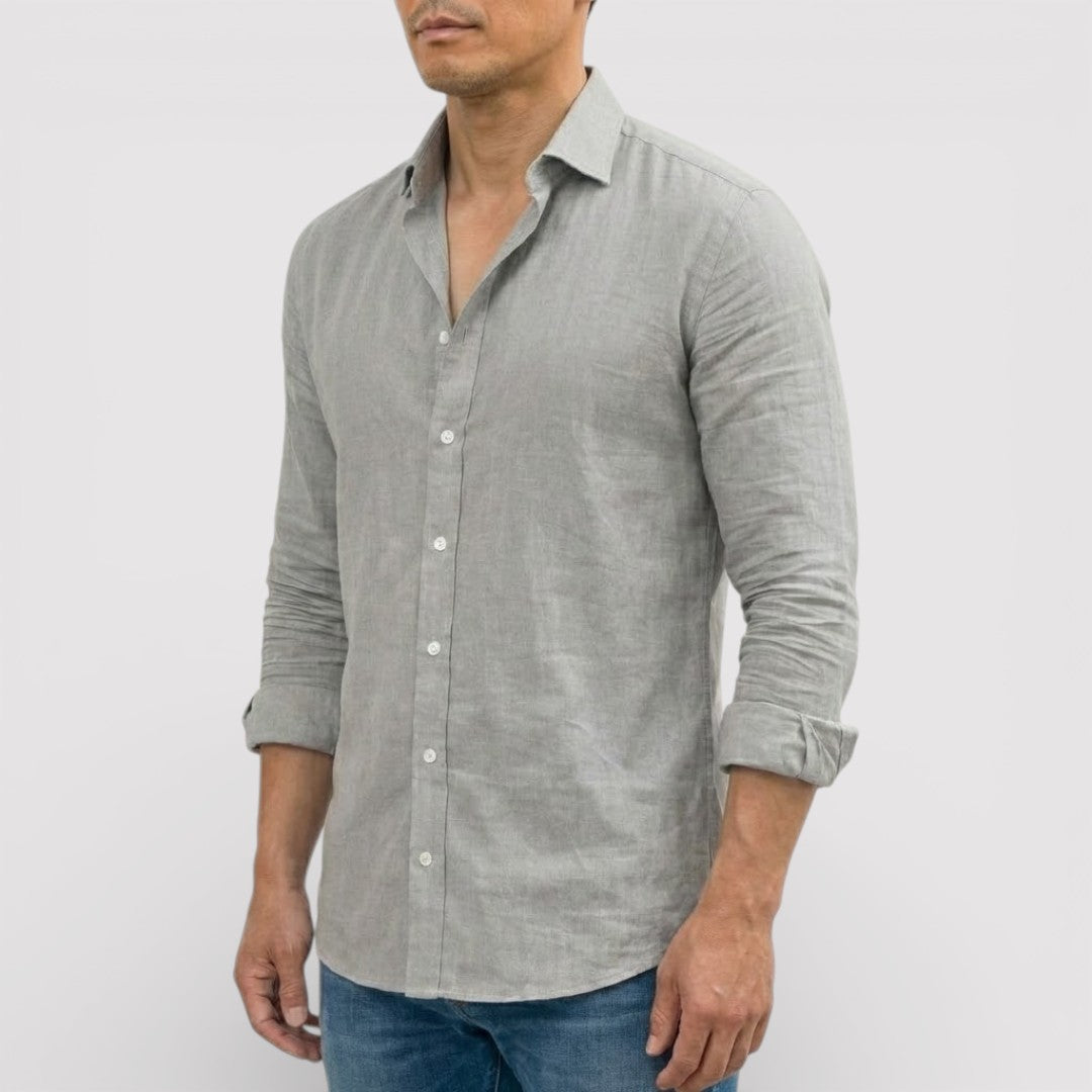 ORVIN 通気性リネン混シャツ