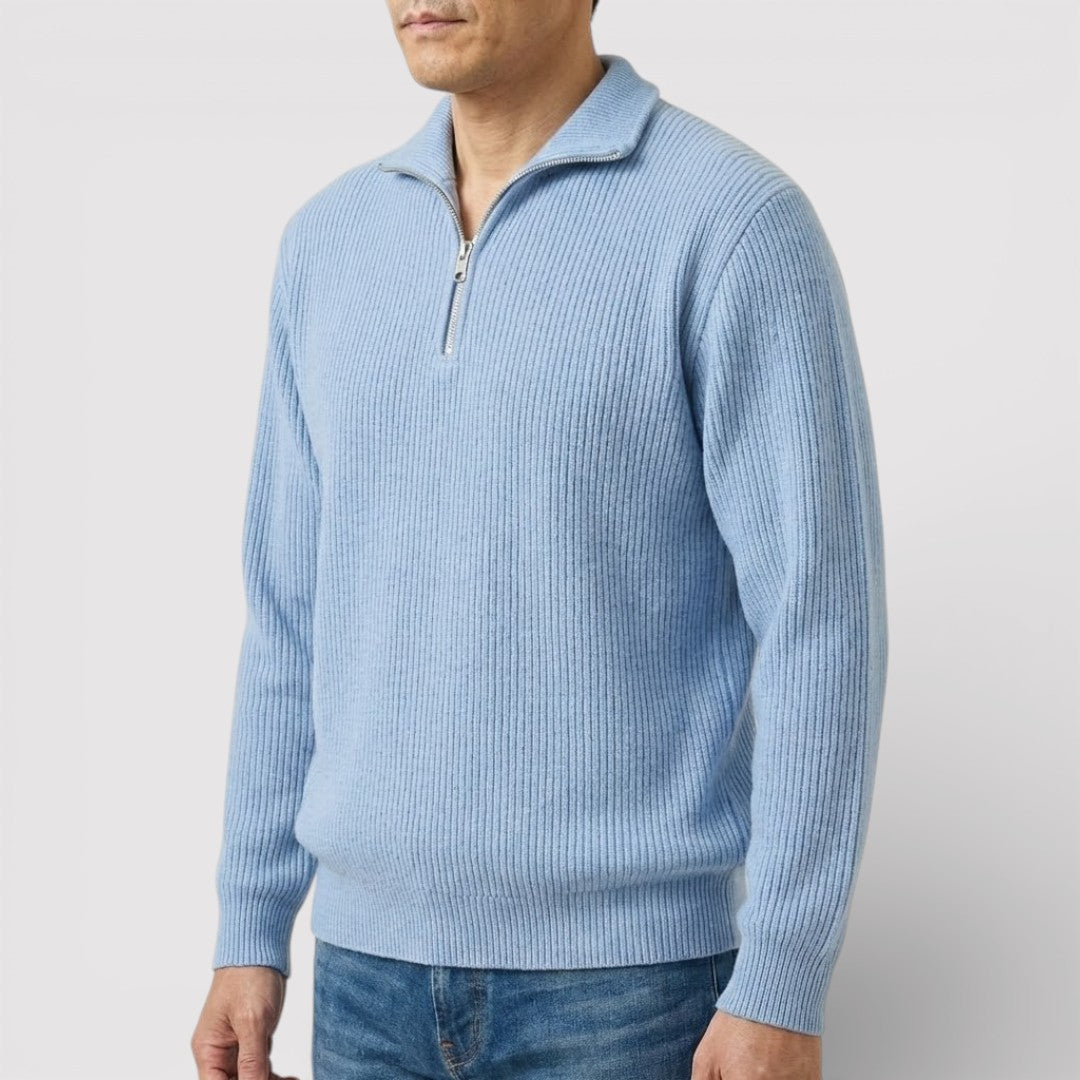 RONEL テクスチャード・リブ・ハーフジップ・ニット