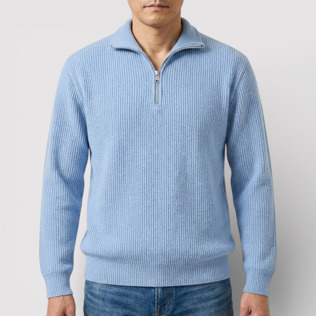 RONEL テクスチャード・リブ・ハーフジップ・ニット