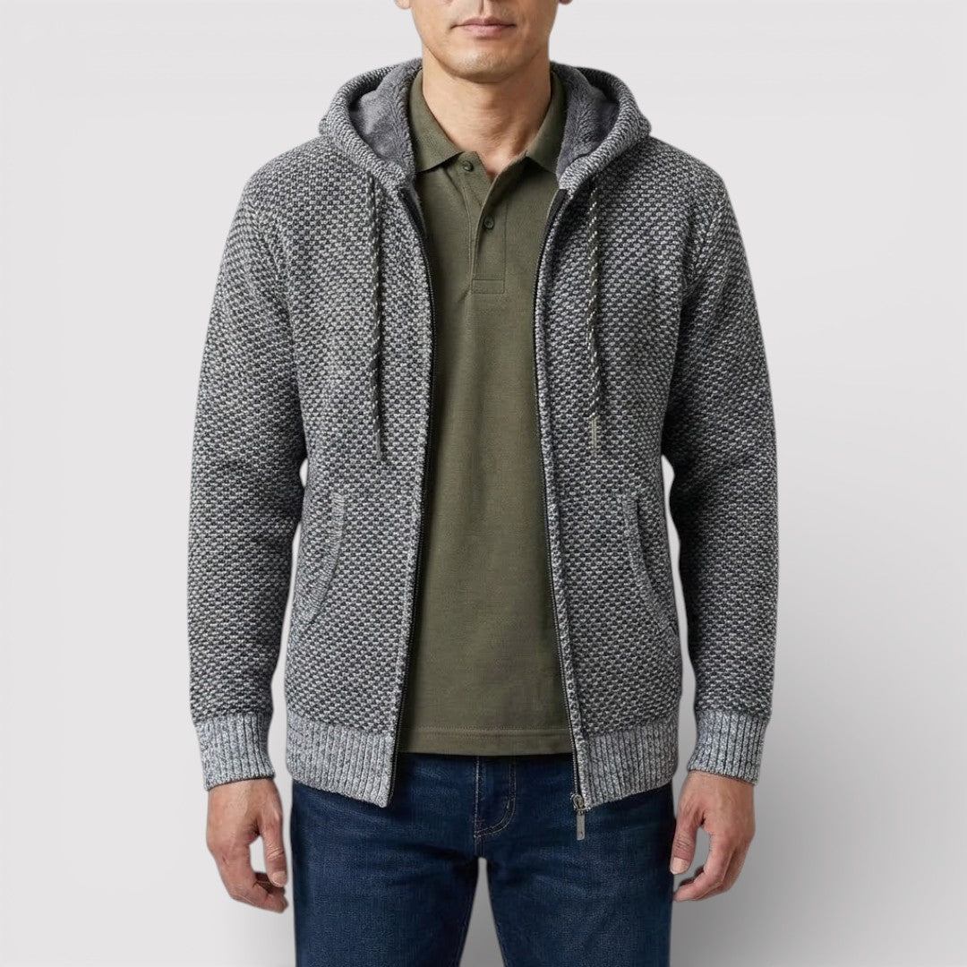 NOLANO テクスチャードニット・ジップパーカー