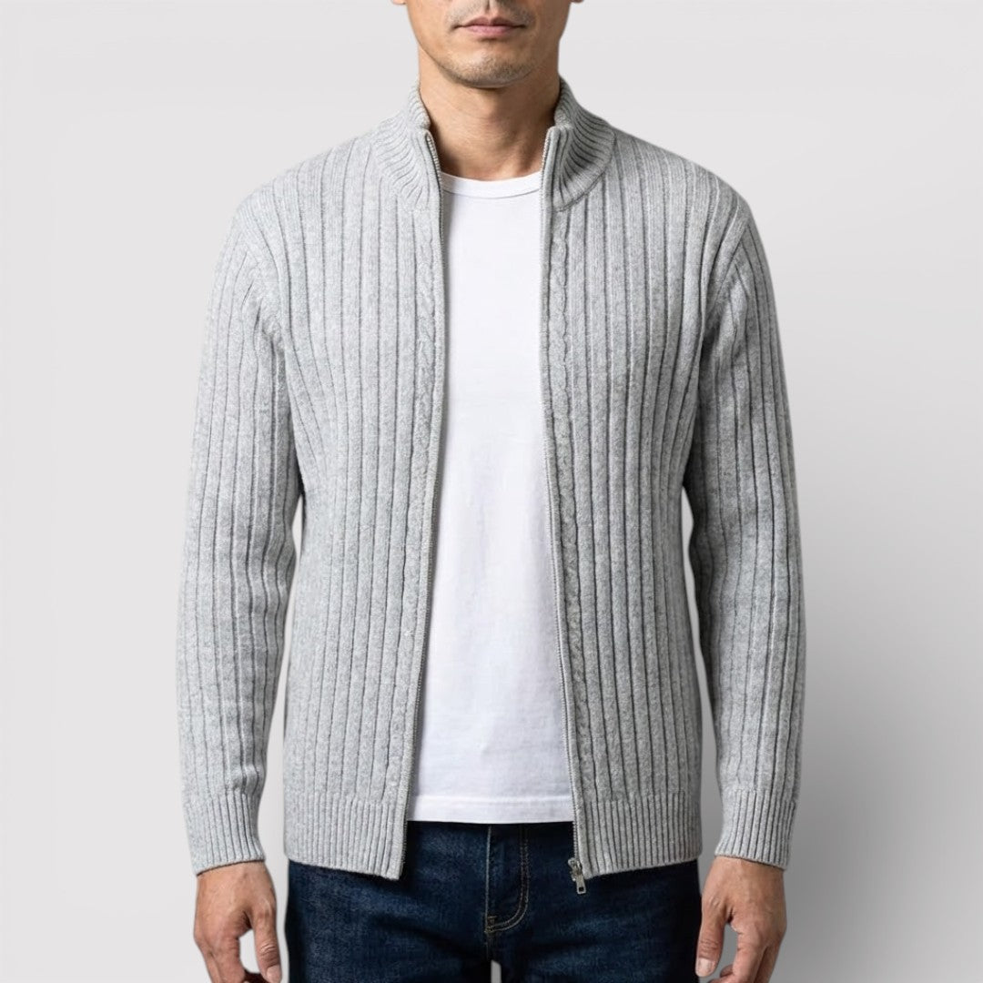 EDGAR テクスチャード・リブ・ジップ・カーディガン