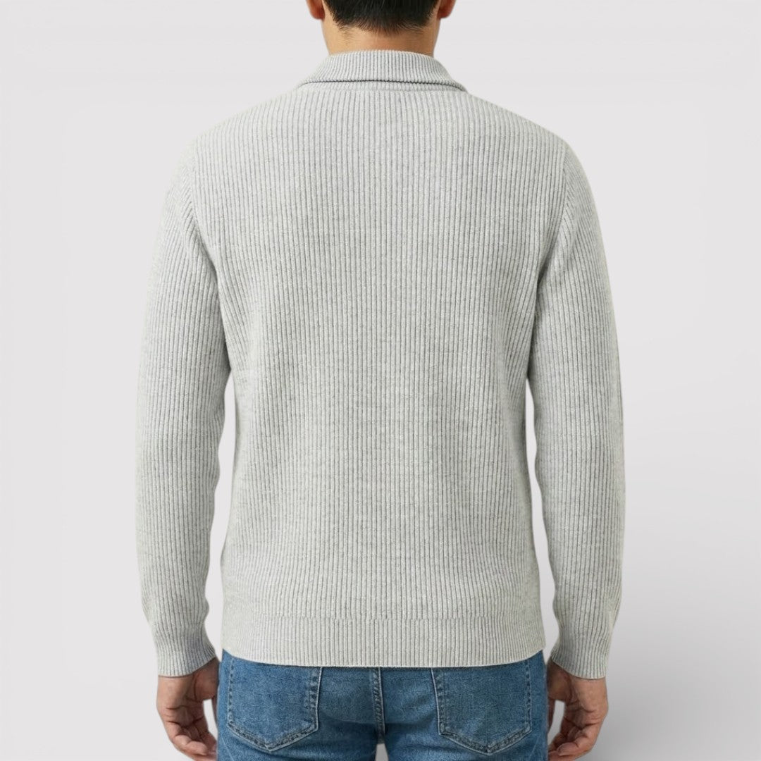 RONEL テクスチャード・リブ・ハーフジップ・ニット