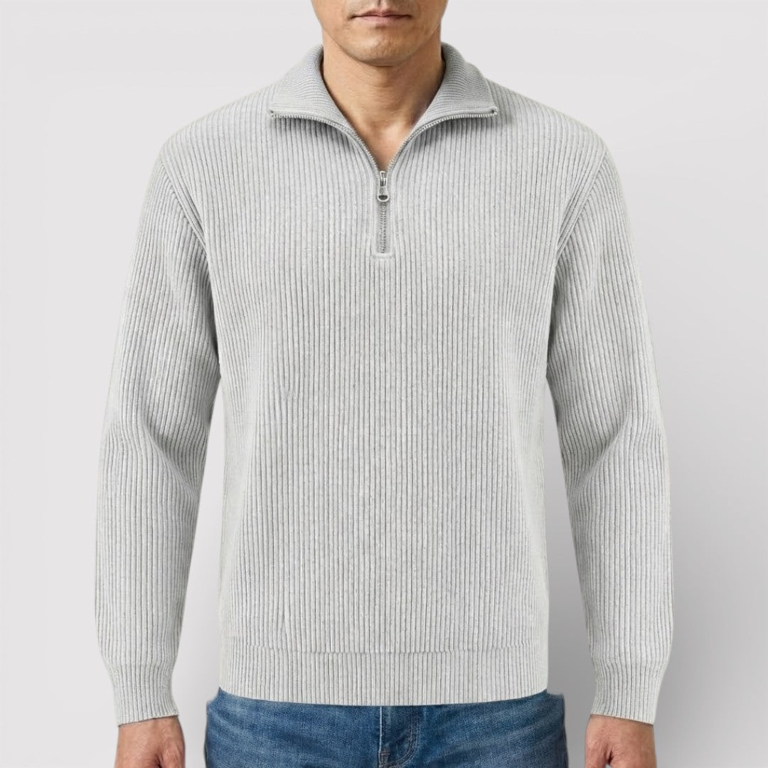 RONEL テクスチャード・リブ・ハーフジップ・ニット