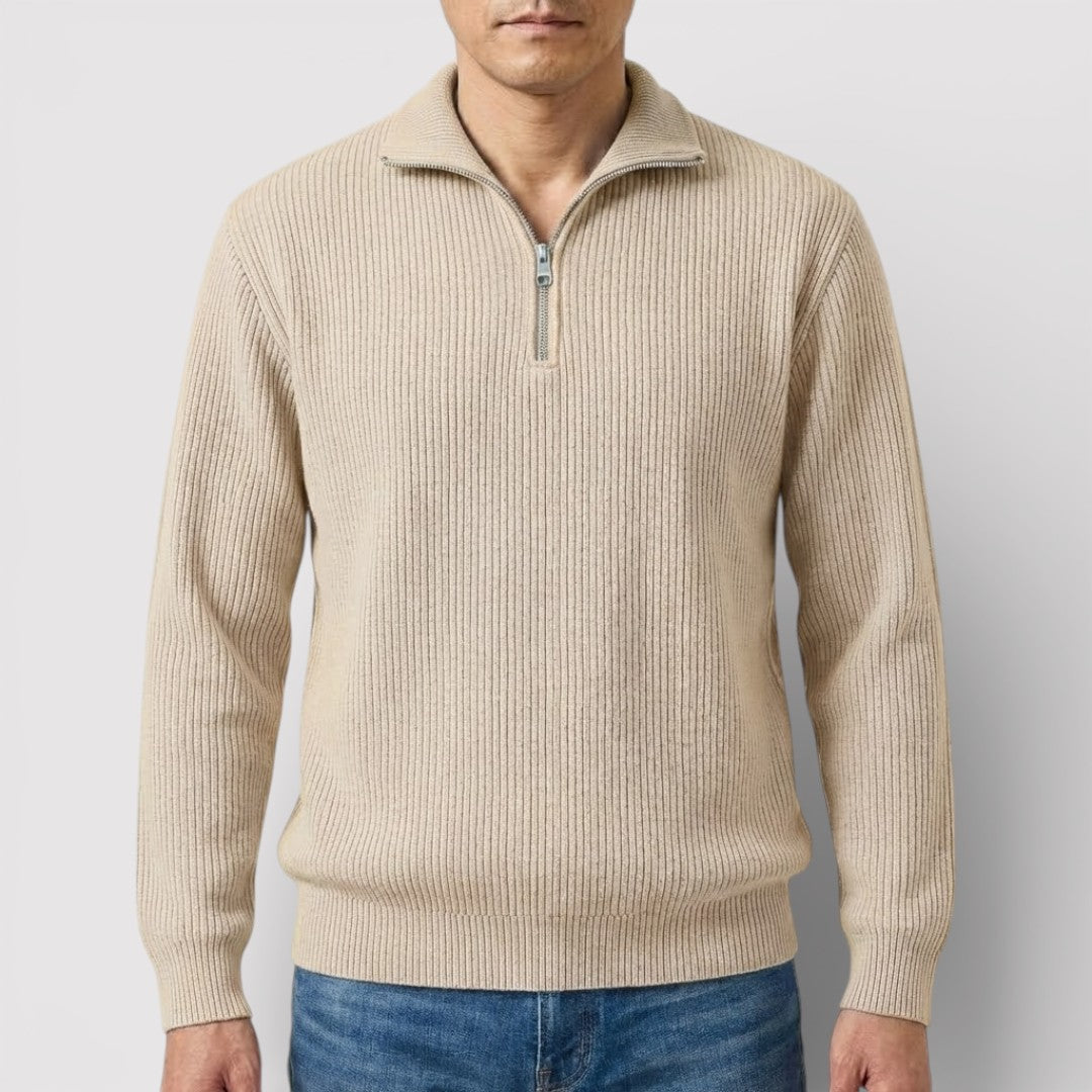RONEL テクスチャード・リブ・ハーフジップ・ニット