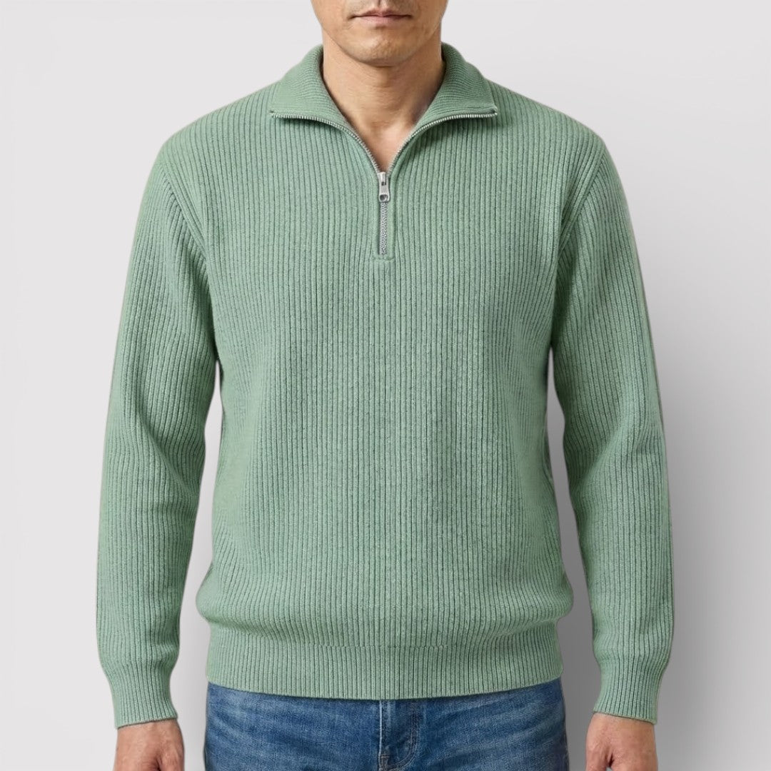 RONEL テクスチャード・リブ・ハーフジップ・ニット