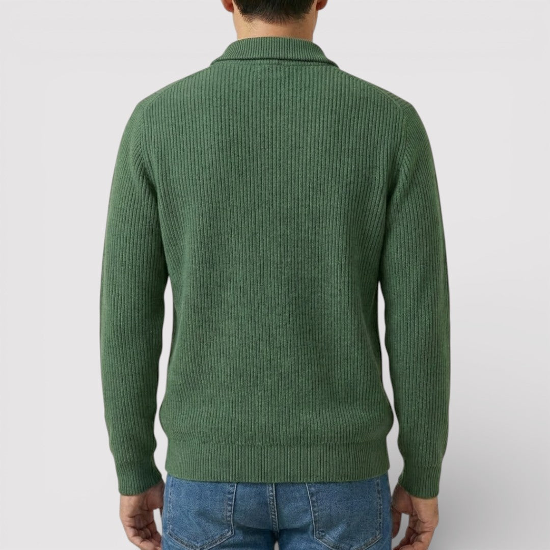 RONEL テクスチャード・リブ・ハーフジップ・ニット