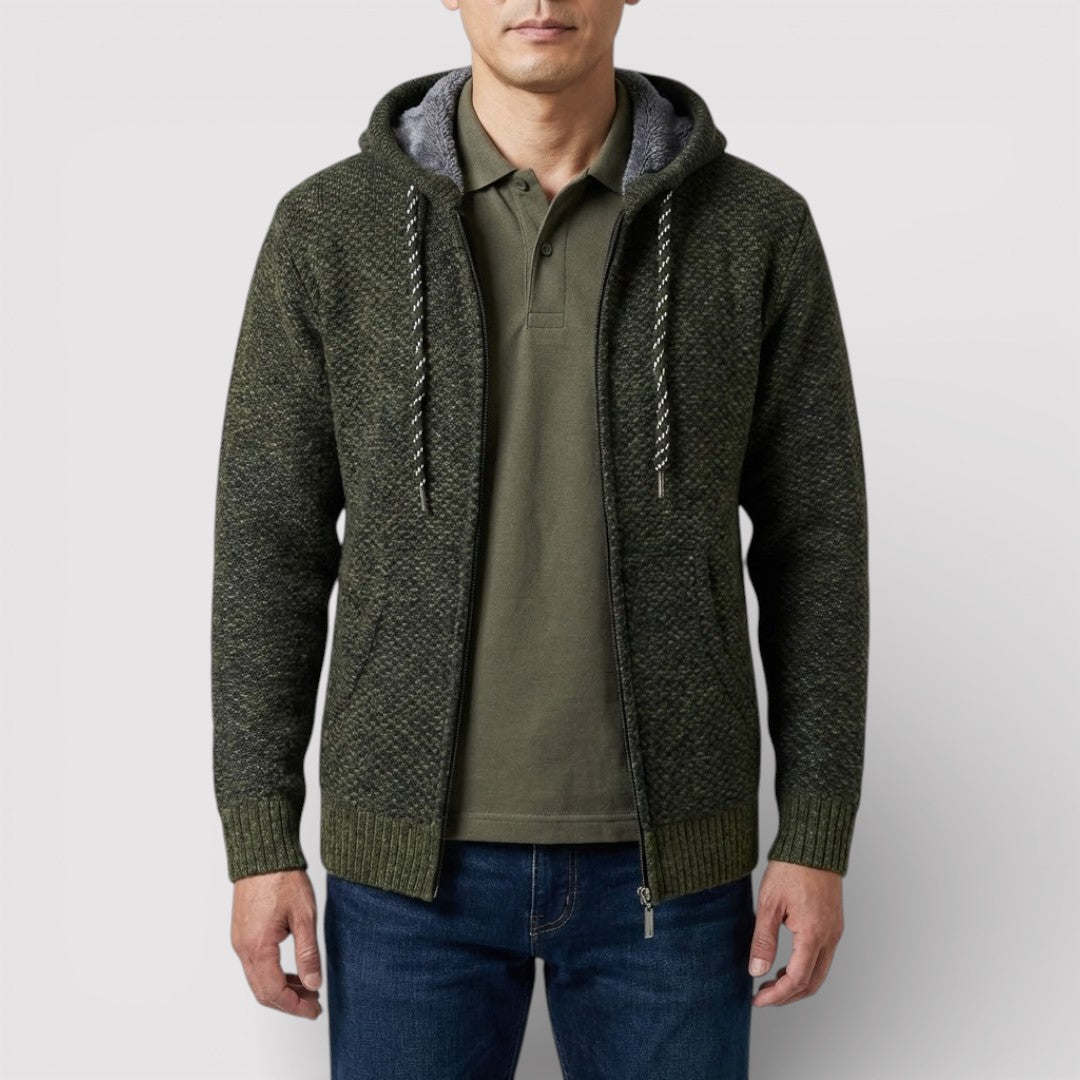 NOLANO テクスチャードニット・ジップパーカー