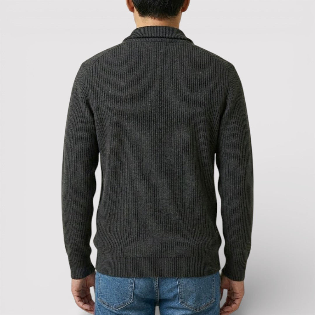 RONEL テクスチャード・リブ・ハーフジップ・ニット