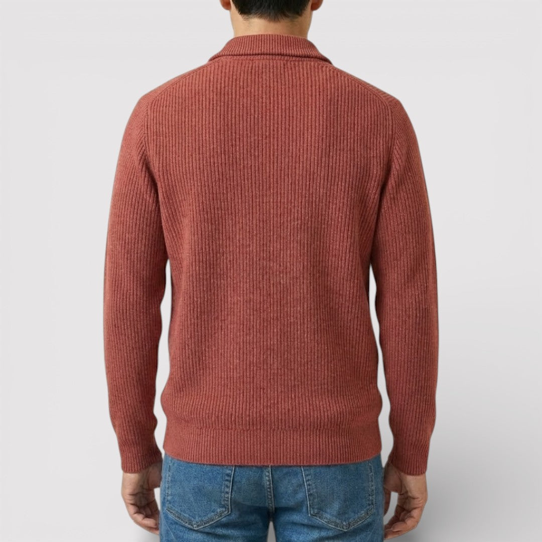 RONEL テクスチャード・リブ・ハーフジップ・ニット