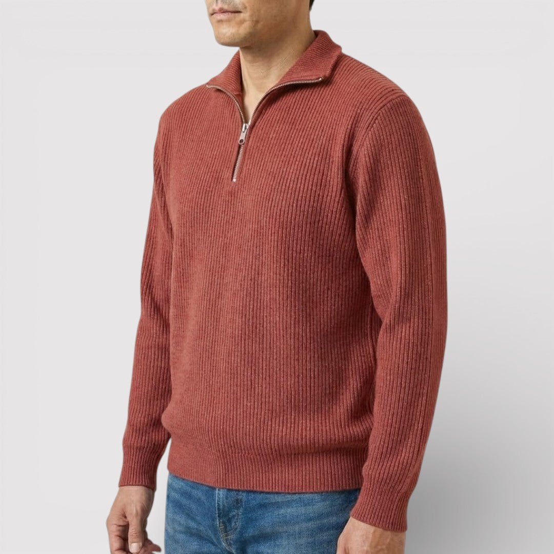 RONEL テクスチャード・リブ・ハーフジップ・ニット