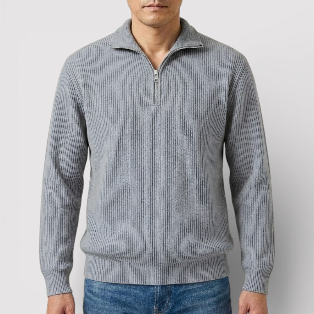 RONEL テクスチャード・リブ・ハーフジップ・ニット