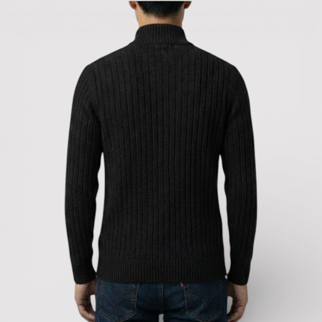 EDGAR テクスチャード・リブ・ジップ・カーディガン