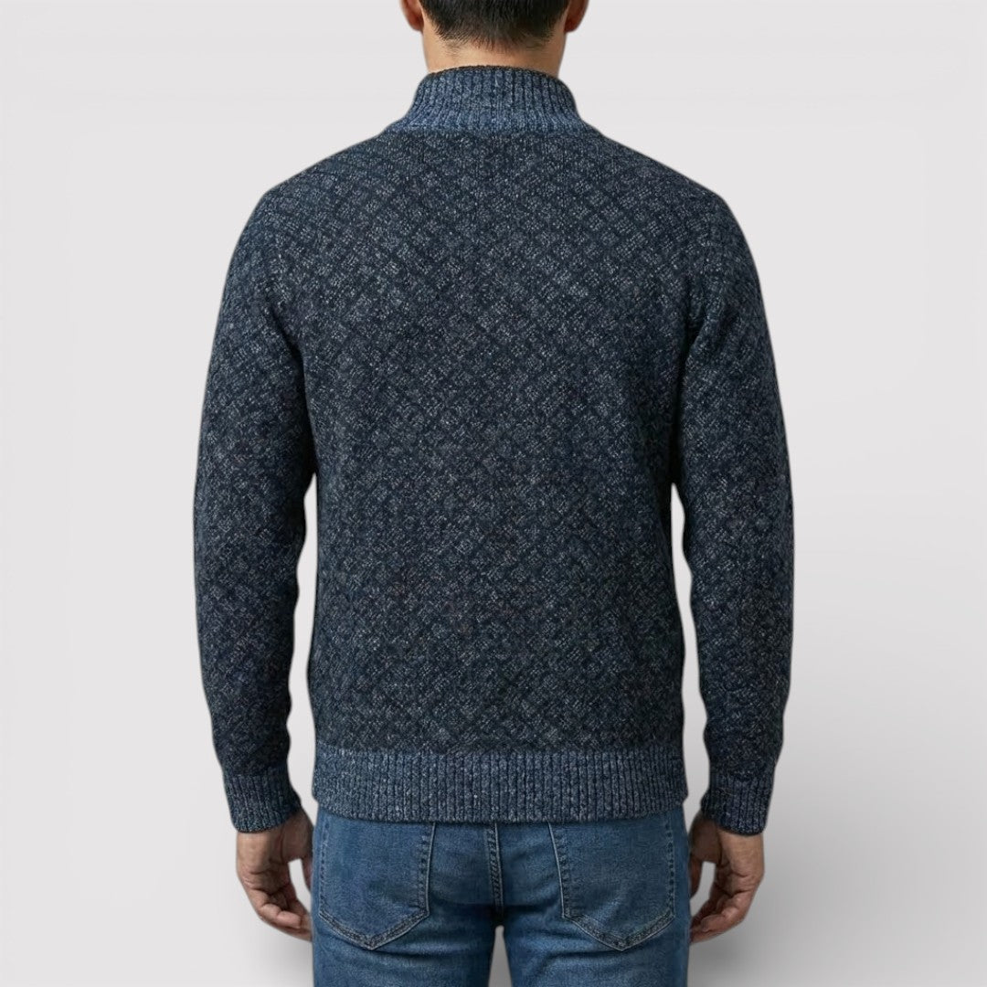 STIG 総柄ジップニットカーディガン