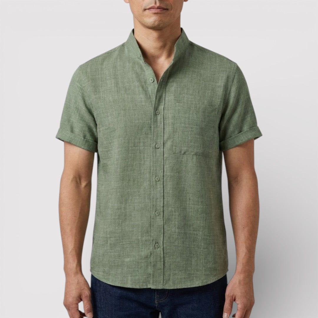 WILSON 通気性リネン混半袖シャツ