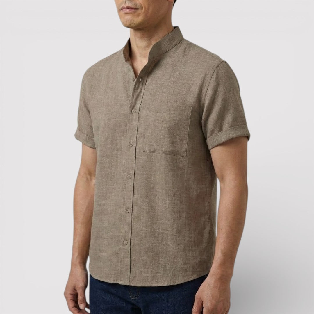 WILSON 通気性リネン混半袖シャツ