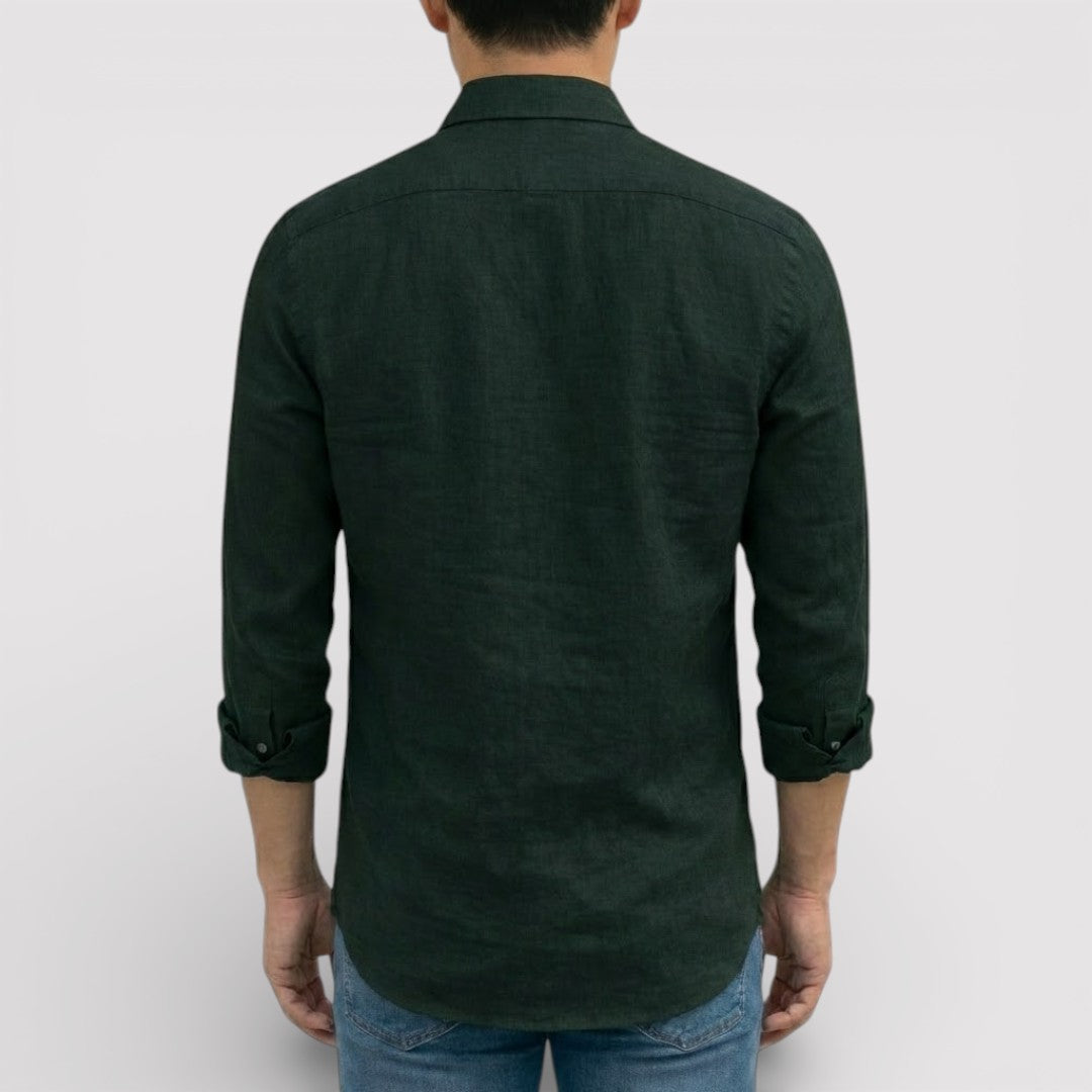 ORVIN 通気性リネン混シャツ