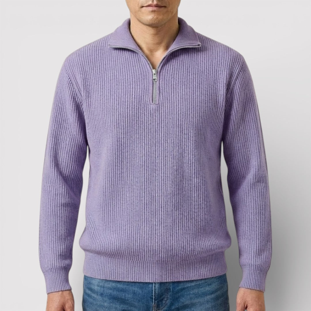 RONEL テクスチャード・リブ・ハーフジップ・ニット