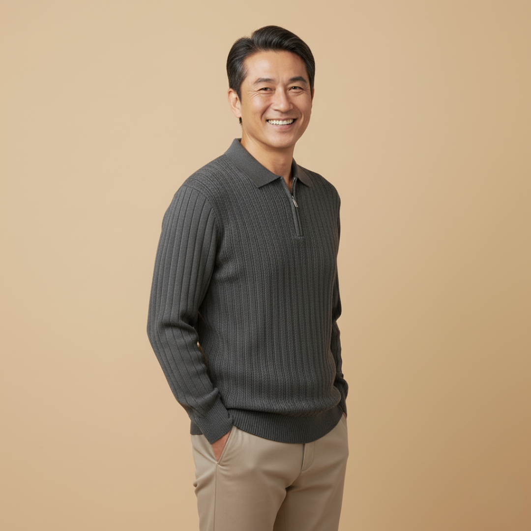 エレガントな長袖ポロシャツ