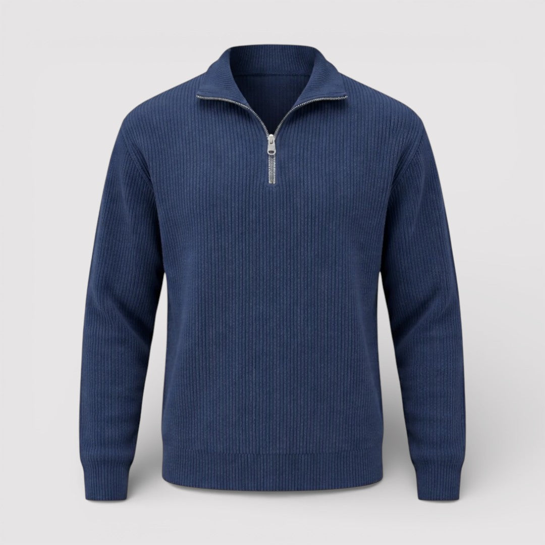 RONEL  テクスチャード・リブ・ハーフジップ・ニット