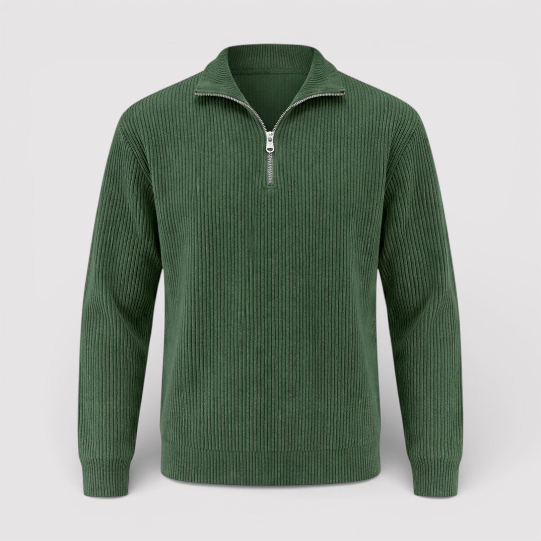 RONEL  テクスチャード・リブ・ハーフジップ・ニット