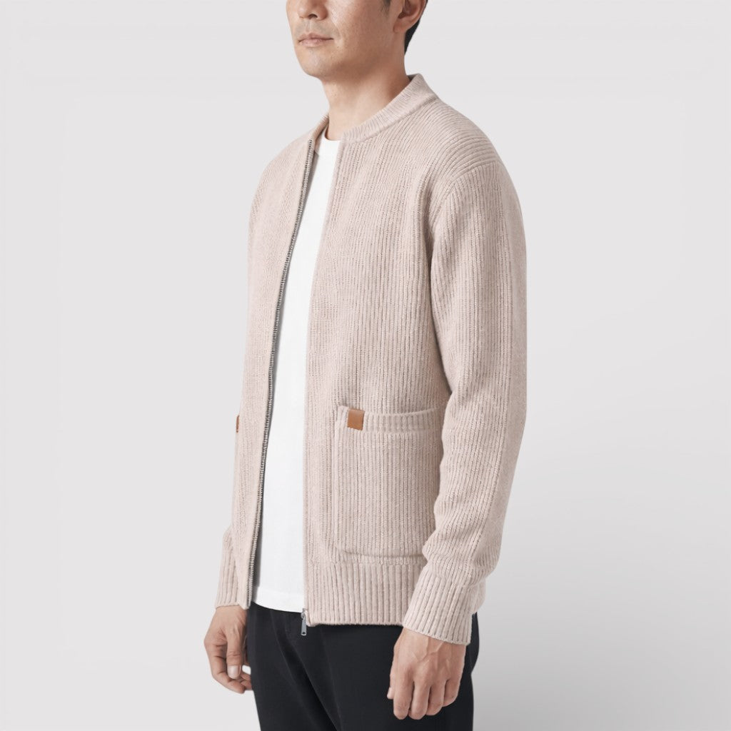 OSCAR ライトウェイト・リブ・ジップ・カーディガン