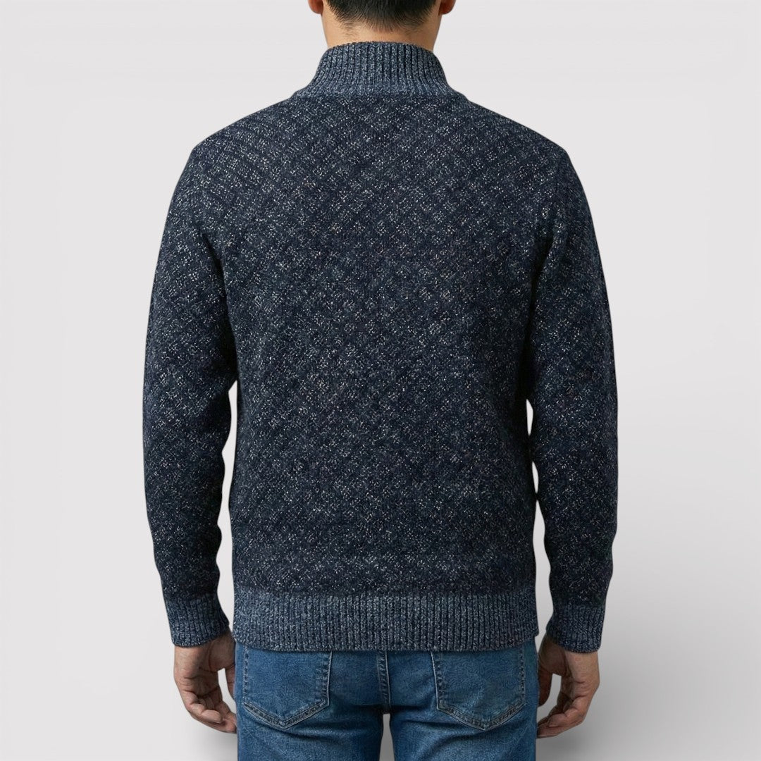 STIG 総柄ジップニットカーディガン