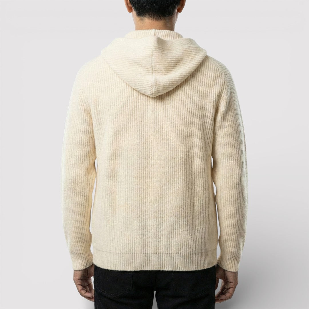 ARNO リブ編みフードカーディガン