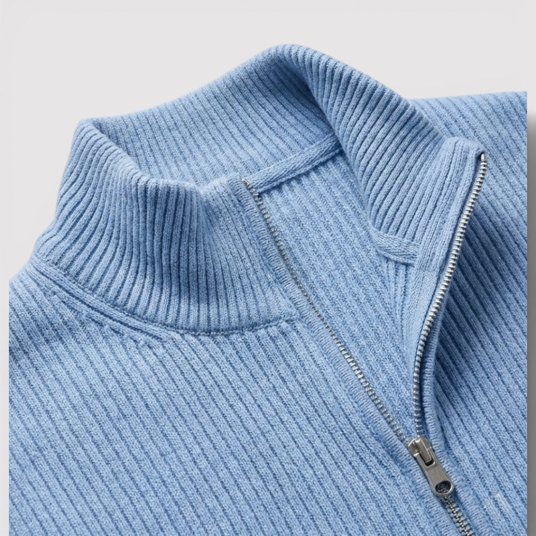 RONEL  テクスチャード・リブ・ハーフジップ・ニット