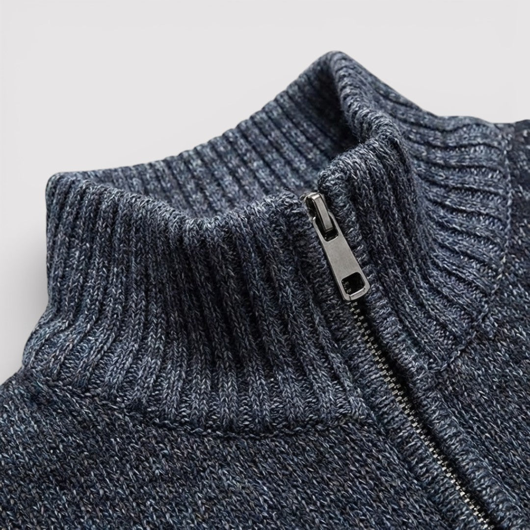 STIG 総柄ジップニットカーディガン